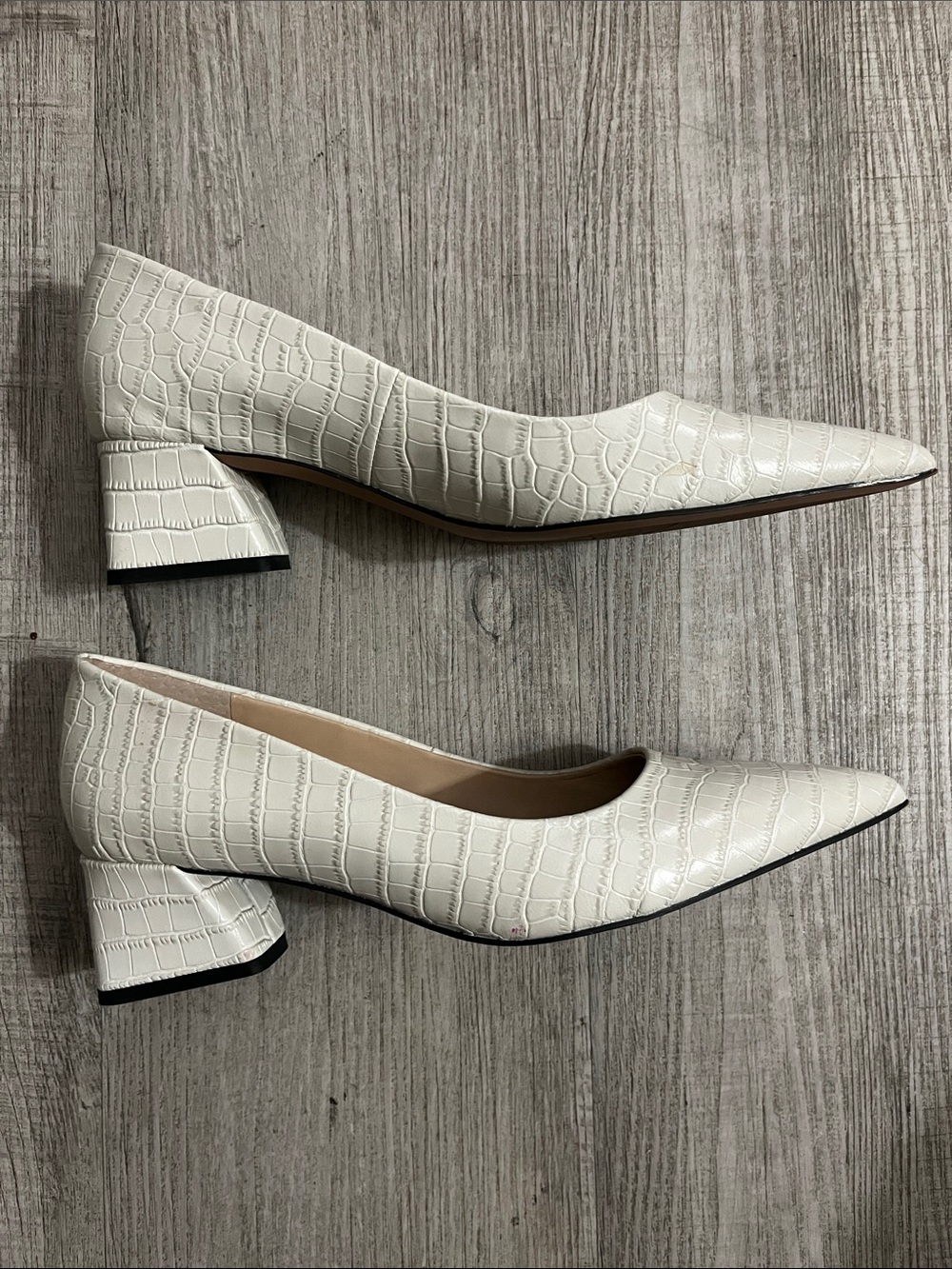 Franco Sarto Leather Croc-Embossed Shoes - Picture 3 of 12